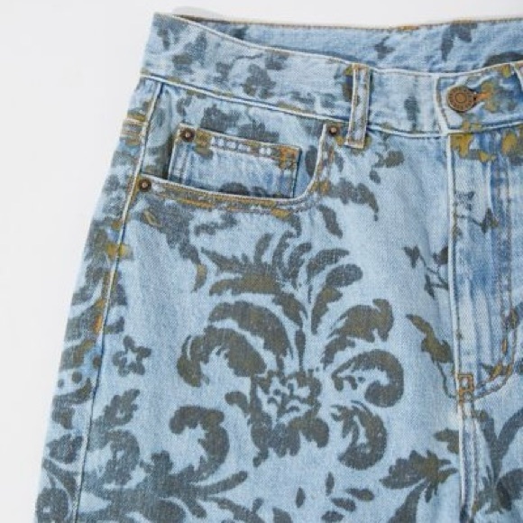 Urban Outfitters BDG High-Waisted Cowboy Jean Flocked Denim Straight Leg Size 27 - Picture 2 of 11